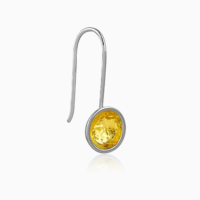 Dual Tone Orb Silver Earrings