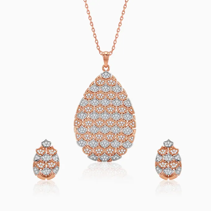 Dual Tone Oval Reef Silver Set