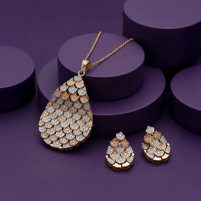 Dual Tone Oval Reef Silver Set
