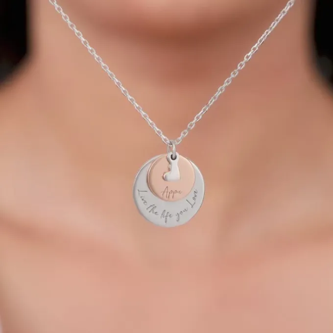 Dual Tone Rose Gold Personalised Layered Coins Name Necklace