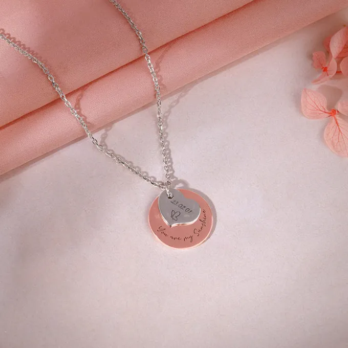 Dual Tone Rose Gold Personalised Heart Message Necklace