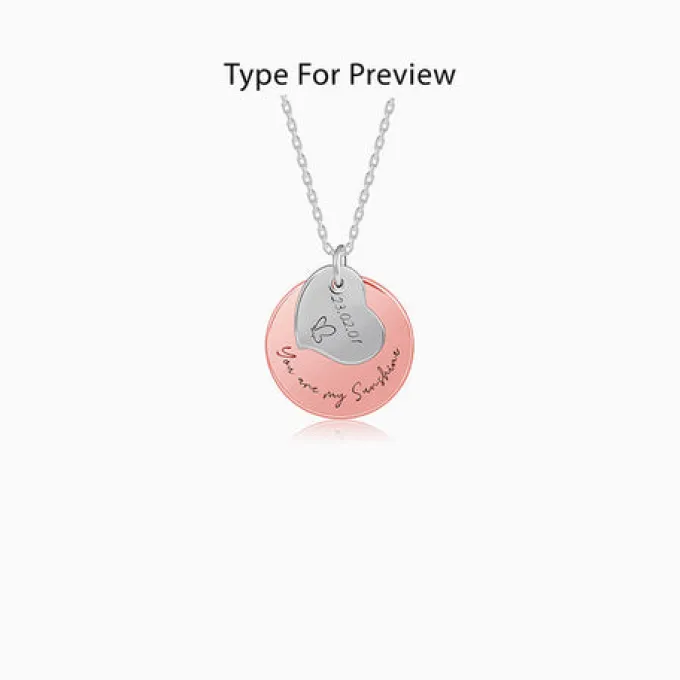 Dual Tone Rose Gold Personalised Heart Message Necklace