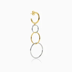 Dual Tone Sequence Silver Dangler Earrings