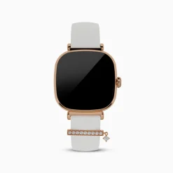 GIVA X boAt Chrome Ivory Watch with Rose Gold Elowen Charm