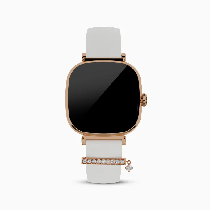 GIVA X boAt Chrome Ivory Watch with Rose Gold Elowen Charm