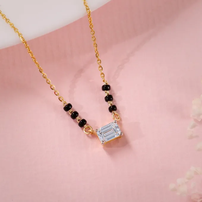 Gold Aarohi Solitaire Lab Grown Diamond Mangalsutra