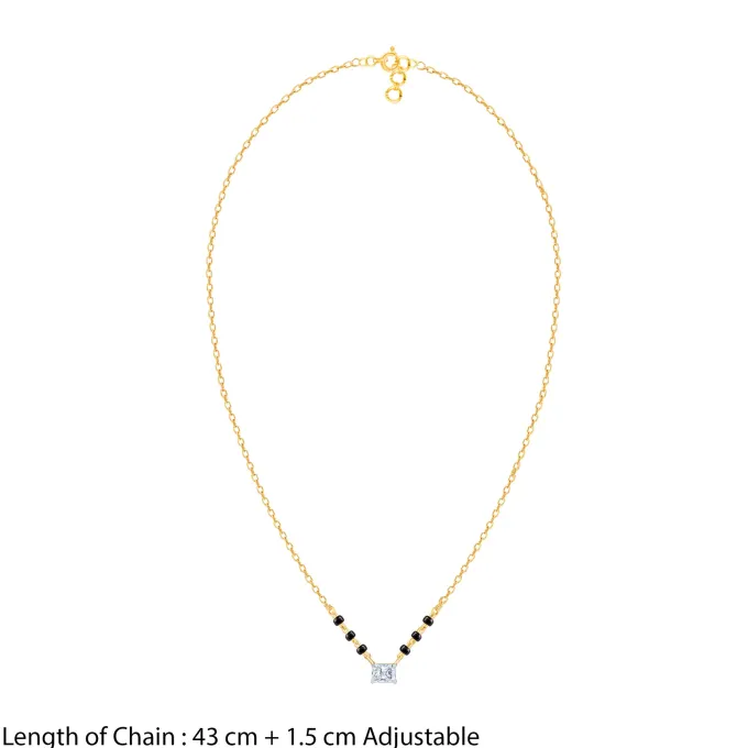 Gold Aarohi Solitaire Lab Grown Diamond Mangalsutra