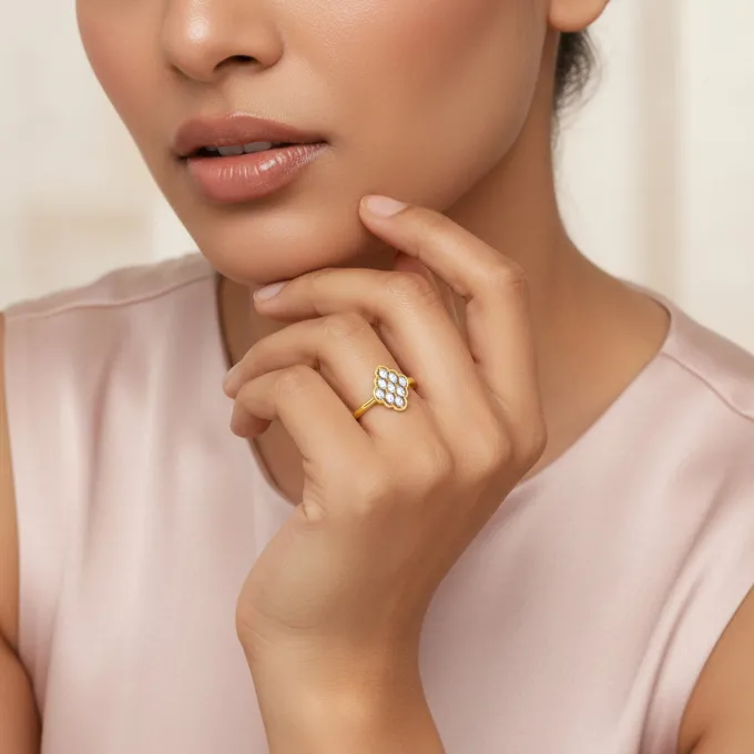 Gold Amer Trellis Lab Grown Diamond Ring