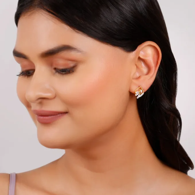 Gold Angular Lab Grown Diamond Studs