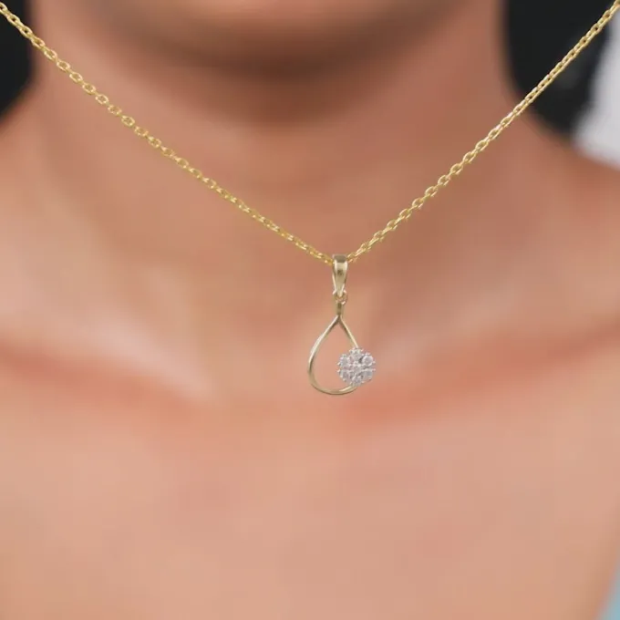 Gold Aqua Bloom Lab Grown Diamond Pendant