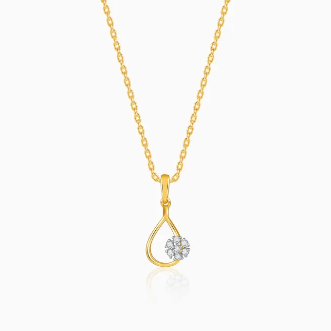 Gold Aqua Bloom Lab Grown Diamond Pendant