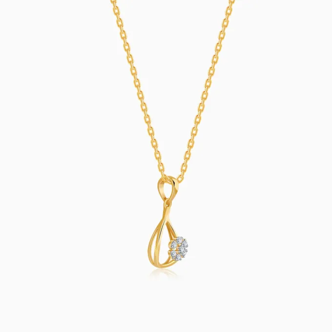 Gold Aqua Bloom Lab Grown Diamond Pendant