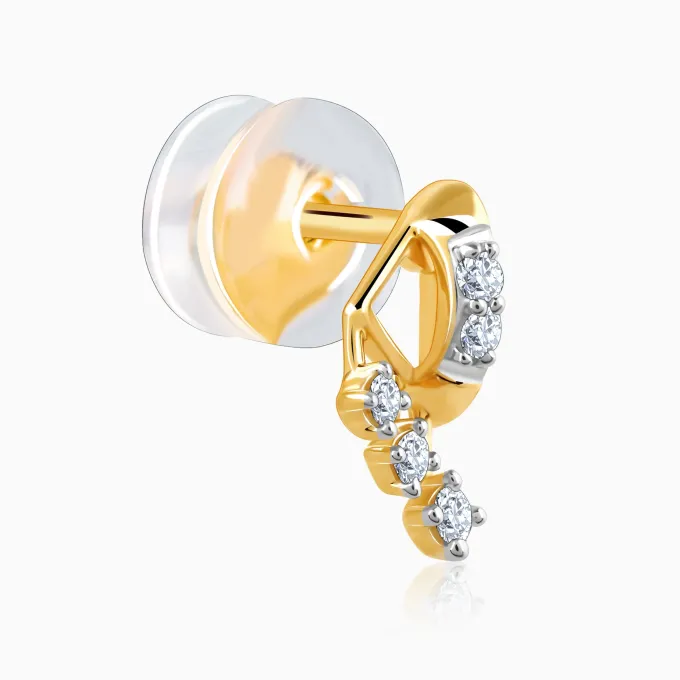 Gold Archer Diamond Earrings