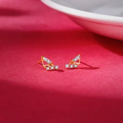 Gold Archer Diamond Earrings