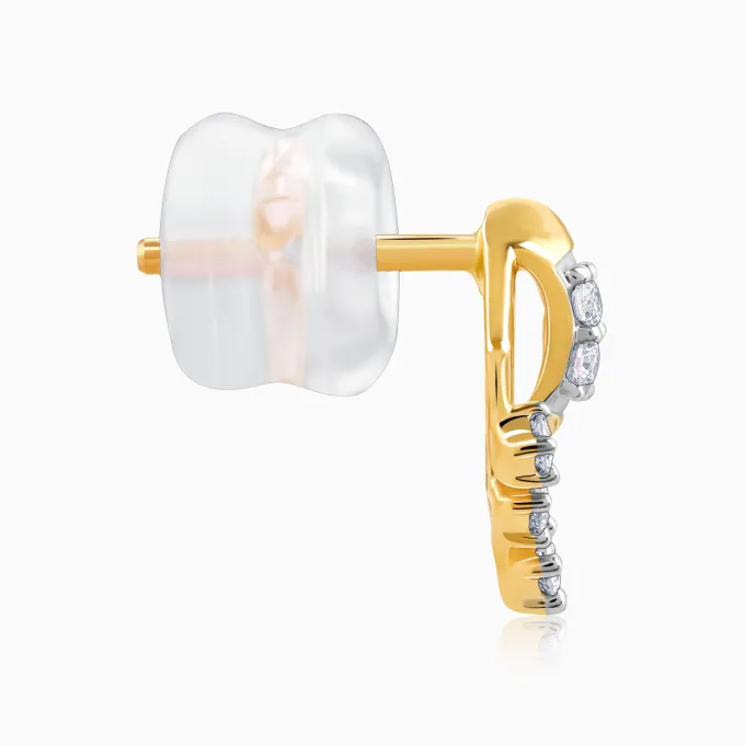 Gold Archer Diamond Earrings