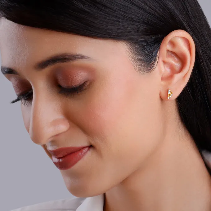 Gold Archer Diamond Earrings