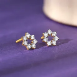 Gold Aureole Diamond Studs