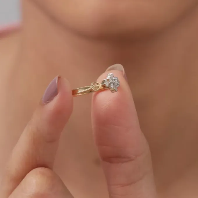 Gold Auric Petal Lab Grown Diamond Ring