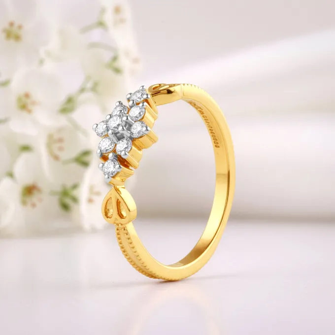 Gold Auric Petal Lab Grown Diamond Ring