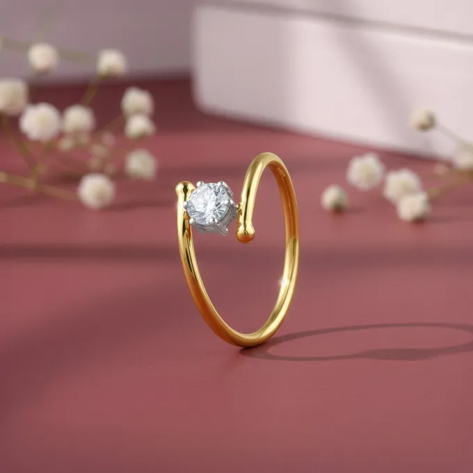 Gold Auric Solitaire Lab Grown Diamond Ring