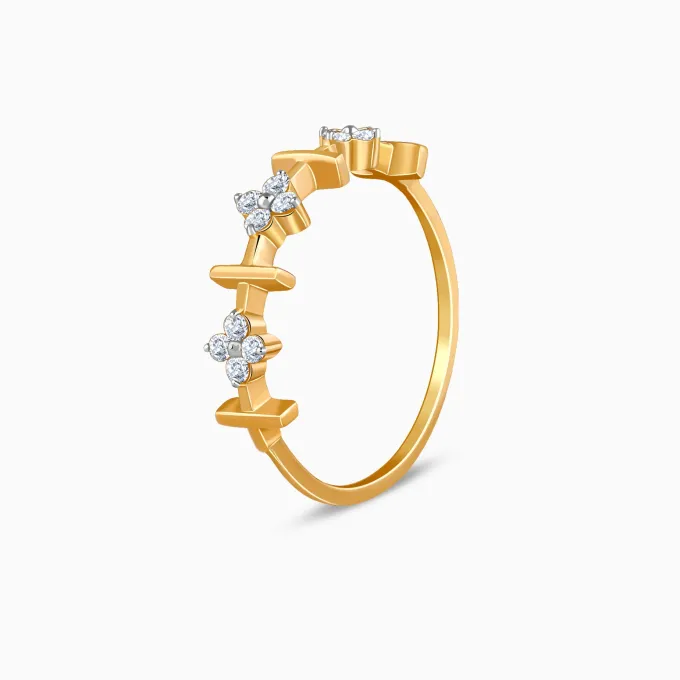 Gold Aurora Flower Lab Grown Diamond Ring