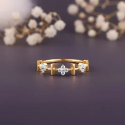 Gold Aurora Flower Lab Grown Diamond Ring