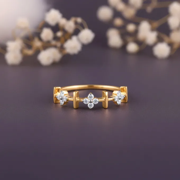 Gold Aurora Flower Lab Grown Diamond Ring