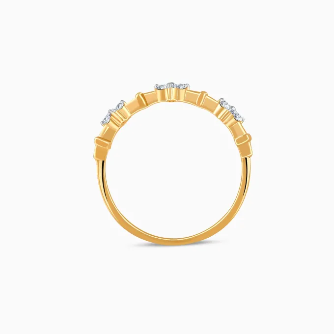 Gold Aurora Flower Lab Grown Diamond Ring