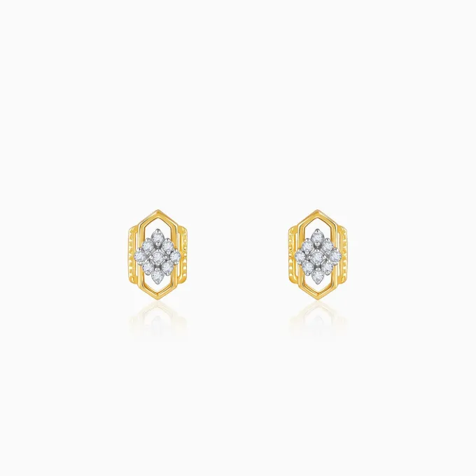 Gold Aurora Kiss Lab Grown Diamond Stud Earrings
