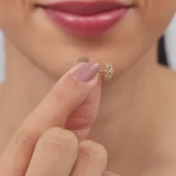 Gold Aurora Kiss Lab Grown Diamond Stud Earrings