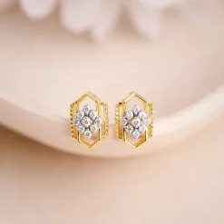 Gold Aurora Kiss Lab Grown Diamond Stud Earrings