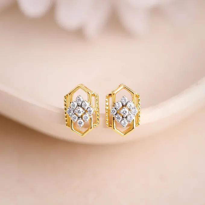 Gold Aurora Kiss Lab Grown Diamond Stud Earrings