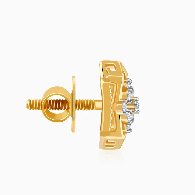 Gold Aurora Kiss Lab Grown Diamond Stud Earrings