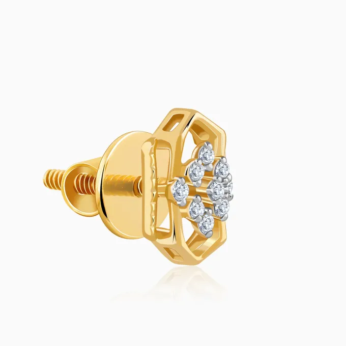 Gold Aurora Kiss Lab Grown Diamond Stud Earrings