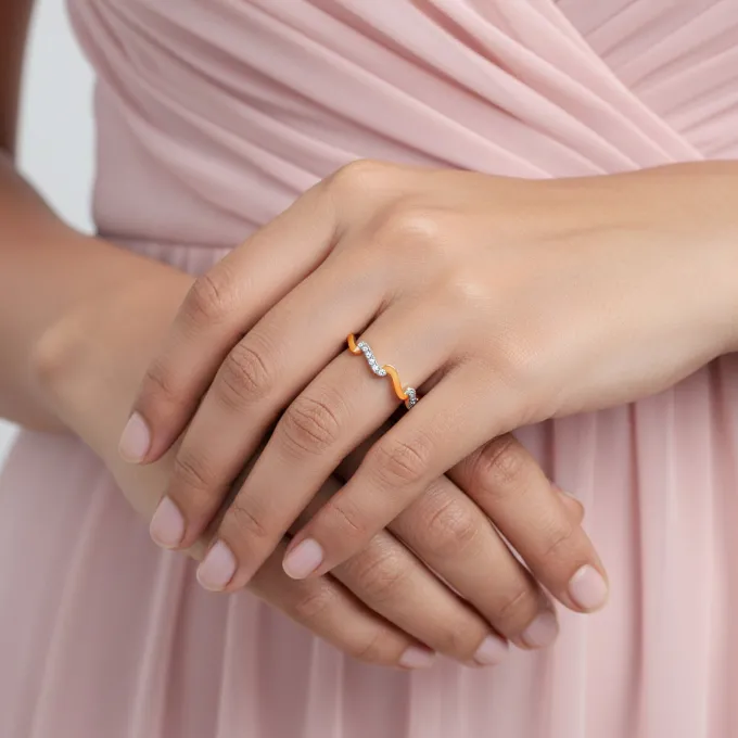 Gold Aurora Zigzag Lab Grown Diamond Ring