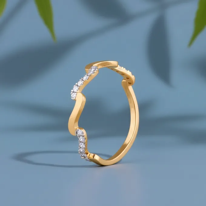 Gold Aurora Zigzag Lab Grown Diamond Ring
