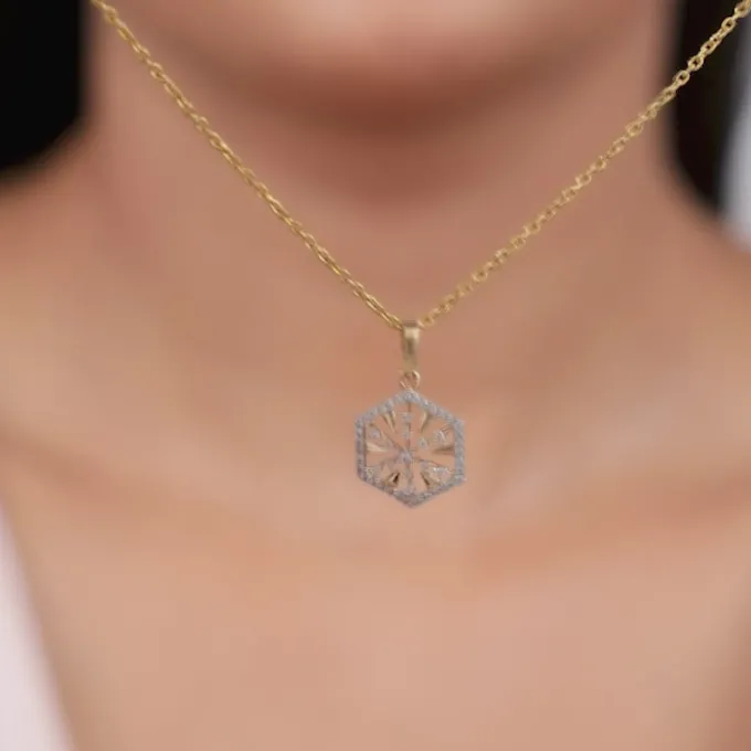 Gold Aurum Edge Lab Grown Diamond Pendant