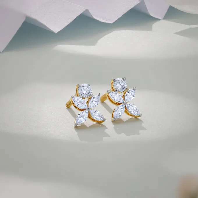 Gold Blooming Aura Lab Grown Diamond Earrings