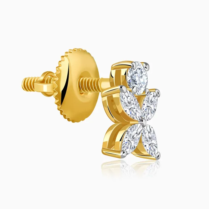 Gold Blooming Aura Lab Grown Diamond Earrings