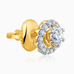 Gold Blossom Halo Lab Grown Diamond Earrings