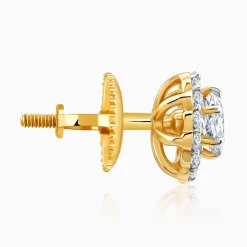 Gold Blossom Halo Lab Grown Diamond Earrings