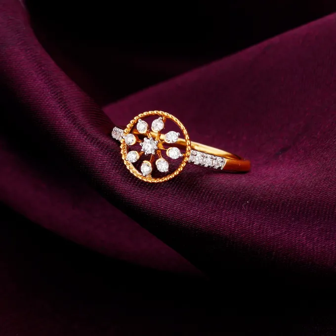 Gold Blossoming Flower Diamond Ring