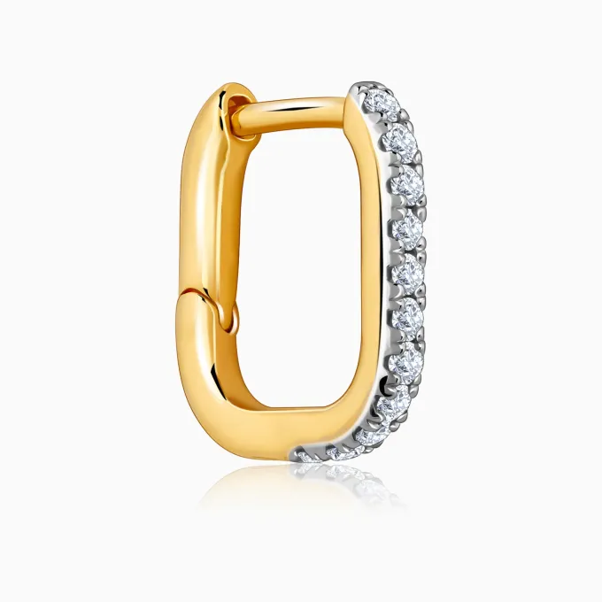 Gold Bold Circles Diamond J Hoop Earrings