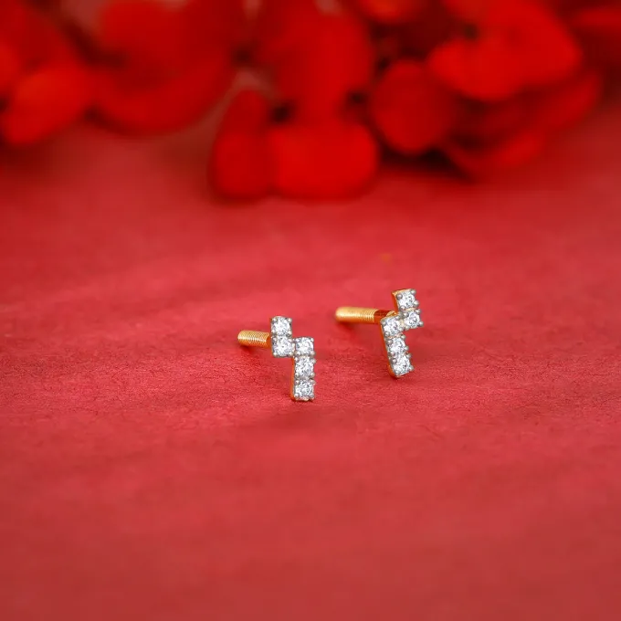 Gold Bolt Lab Grown Diamond Earrings
