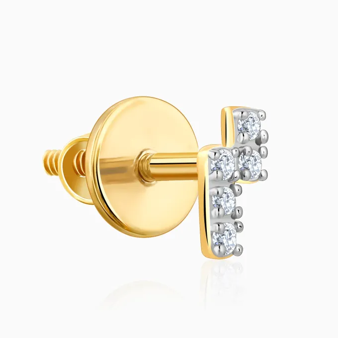 Gold Bolt Lab Grown Diamond Earrings
