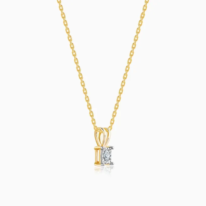 Gold Boxy Diamond Pendant