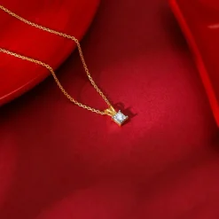 Gold Boxy Diamond Pendant