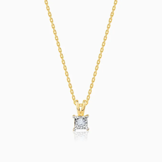 Gold Boxy Diamond Pendant
