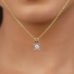 Gold Boxy Diamond Pendant
