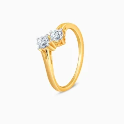 Gold Bypass Duo Solitaire Lab Grown Diamond Ring